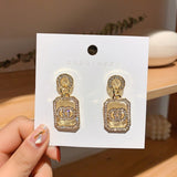 Luxury Brand Gold Color Star Earrings for Women 2021 New Fashion Crystal Pearl Geometric Dangle Earrings Female Wedding Jewelry daiiibabyyy
