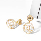 Luxury Brand Gold Color Star Earrings for Women 2021 New Fashion Crystal Pearl Geometric Dangle Earrings Female Wedding Jewelry daiiibabyyy