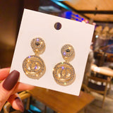 Luxury Brand Gold Color Star Earrings for Women 2021 New Fashion Crystal Pearl Geometric Dangle Earrings Female Wedding Jewelry daiiibabyyy
