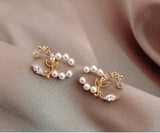 Luxury Brand Gold Color Star Earrings for Women 2021 New Fashion Crystal Pearl Geometric Dangle Earrings Female Wedding Jewelry daiiibabyyy