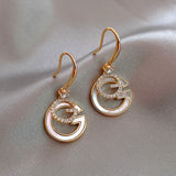 Luxury Brand Gold Color Star Earrings for Women 2021 New Fashion Crystal Pearl Geometric Dangle Earrings Female Wedding Jewelry daiiibabyyy