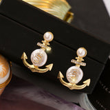 Luxury Brand Gold Color Star Earrings for Women 2021 New Fashion Crystal Pearl Geometric Dangle Earrings Female Wedding Jewelry daiiibabyyy