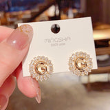 Luxury Brand Gold Color Star Earrings for Women 2021 New Fashion Crystal Pearl Geometric Dangle Earrings Female Wedding Jewelry daiiibabyyy
