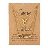 3Pcs/Set Cardboard Star Zodiac Sign Pendant 12 Constellation Charm Gold Necklace Aries Cancer Leo Scorpio Necklace Jewelry Gifts daiiibabyyy