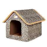 Winter Pet House Foldable Bed With Mat Soft Leopard Dog Puppy Sofa Cushion House Kennel Nest Dog Cat Bed For Small Medium Dogs daiiibabyyy