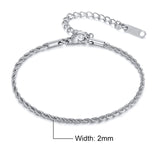 Vnox Charming Flash Twisted Rope Chain Bracelets for Women Lady, Stainless Steel Wrist Jewelry Length Adjustable daiiibabyyy