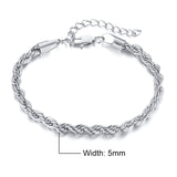 Vnox Charming Flash Twisted Rope Chain Bracelets for Women Lady, Stainless Steel Wrist Jewelry Length Adjustable daiiibabyyy