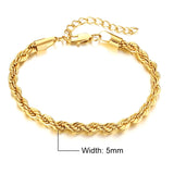 Vnox Charming Flash Twisted Rope Chain Bracelets for Women Lady, Stainless Steel Wrist Jewelry Length Adjustable daiiibabyyy