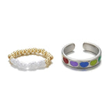 7PCS/SET Korea Fashion Mixed Minimalist Ring Set Geometric Round Metal Gold Silver Color Cuff Open Rings Jewelry For Women daiiibabyyy
