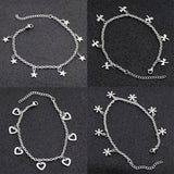 Allergy Free Stainless Steel Ankle Bracelet for Women Pentacle Love Heart Charm Bracelet on Leg Girls Foot Chains Anklet Jewelry daiiibabyyy