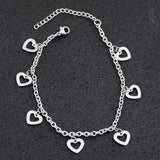 Allergy Free Stainless Steel Ankle Bracelet for Women Pentacle Love Heart Charm Bracelet on Leg Girls Foot Chains Anklet Jewelry daiiibabyyy