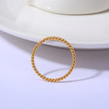 Chic Twisted Rope Slim Ring for Women, Stainless Steel Metal Wedding Ring Finger Band, Elegant Simple Vintage Party Jewelry daiiibabyyy