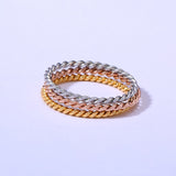 Chic Twisted Rope Slim Ring for Women, Stainless Steel Metal Wedding Ring Finger Band, Elegant Simple Vintage Party Jewelry daiiibabyyy