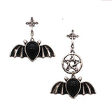 Goth Mysterious Dark Coffin Drop Earrings Jewelry Blood Rose Heart Butterfly Bat Skull Angel Charms Vintage Earrings For Women daiiibabyyy