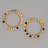 Go2Boho Beads Ear Ring Hoop Earrings Bohemian Natural Stone Pendiente Boho Jewelry 2021 Women Earrings Stainless Steel Circle daiiibabyyy