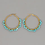 Go2Boho Beads Ear Ring Hoop Earrings Bohemian Natural Stone Pendiente Boho Jewelry 2021 Women Earrings Stainless Steel Circle daiiibabyyy