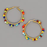 Go2Boho Beads Ear Ring Hoop Earrings Bohemian Natural Stone Pendiente Boho Jewelry 2021 Women Earrings Stainless Steel Circle daiiibabyyy