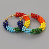 Go2Boho Beads Ear Ring Hoop Earrings Bohemian Natural Stone Pendiente Boho Jewelry 2021 Women Earrings Stainless Steel Circle daiiibabyyy