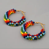 Go2Boho Beads Ear Ring Hoop Earrings Bohemian Natural Stone Pendiente Boho Jewelry 2021 Women Earrings Stainless Steel Circle daiiibabyyy