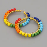 Go2Boho Beads Ear Ring Hoop Earrings Bohemian Natural Stone Pendiente Boho Jewelry 2021 Women Earrings Stainless Steel Circle daiiibabyyy