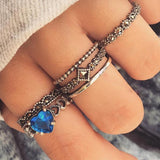 2021 Vintage Bohemian Ring Sets Heart Butterfly Gold Color Rings Crystal Geometric Knuckle Midi Rings for Women Jewelry Gifts daiiibabyyy