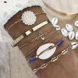 5pcs/lot Bohemian Mixed Golden Shell Starfish Bracelet Women Summer Beach Casual Jewelry Accessories Friendship Gift daiiibabyyy