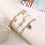 Fashion Pink Butterfly Anklets Set For Women Cute Gold Letter Angel Chain Anklet Foot Ankle Bracelet Summer Beach Jewelry daiiibabyyy