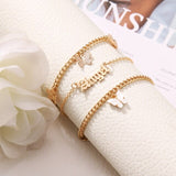 Fashion Pink Butterfly Anklets Set For Women Cute Gold Letter Angel Chain Anklet Foot Ankle Bracelet Summer Beach Jewelry daiiibabyyy