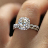Fashion Crystal Engagement Ring for Women AAA White Cubic Zirconia Silver Color Double Ring 2021 Wedding Trend Femaliee Jewerly daiiibabyyy