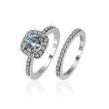 Fashion Crystal Engagement Ring for Women AAA White Cubic Zirconia Silver Color Double Ring 2021 Wedding Trend Femaliee Jewerly daiiibabyyy