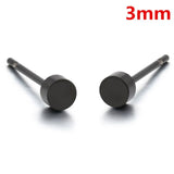 Vintage Earrings Women Men Black Round Stainless Steel Simple Ear Studs Earrings 5 Size Punk Earring Set Jewelry Gift daiiibabyyy