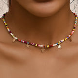 YWZIXLN Bohemian Vintage Colorful Beads Chain Tassel Star Pendant Fashion Necklaces Jewelry For Women Elegant Accessories N096 daiiibabyyy