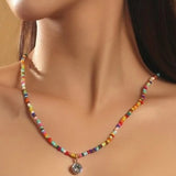 YWZIXLN Bohemian Vintage Colorful Beads Chain Tassel Star Pendant Fashion Necklaces Jewelry For Women Elegant Accessories N096 daiiibabyyy