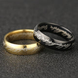 One Ring Of Power Elf Bilbo Baggins Gollum Tolkien Letter Wizard Gold Black Titanium Stainless Steel Movie Jewelry Men Wholesale daiiibabyyy