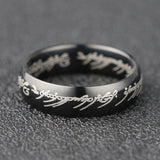One Ring Of Power Elf Bilbo Baggins Gollum Tolkien Letter Wizard Gold Black Titanium Stainless Steel Movie Jewelry Men Wholesale daiiibabyyy