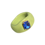 New Korean Artistic Irregular Geometric Colorful Transparent Crystal Rhinestones Acrylic Ring for Women Jewelry daiiibabyyy