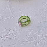 New Korean Artistic Irregular Geometric Colorful Transparent Crystal Rhinestones Acrylic Ring for Women Jewelry daiiibabyyy