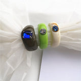 New Korean Artistic Irregular Geometric Colorful Transparent Crystal Rhinestones Acrylic Ring for Women Jewelry daiiibabyyy