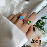 New Korean Artistic Irregular Geometric Colorful Transparent Crystal Rhinestones Acrylic Ring for Women Jewelry daiiibabyyy