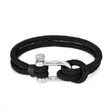 MKENDN Men U shape Survival Bracelet Outdoor Camping Rescue Emergency Rope Bracelet For Women Black Stainless Steel Sport Buckle daiiibabyyy