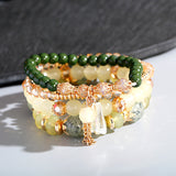 Retro Style 4 Pcs/Lot Bracelet Set  Color Natural Stone Beaded Resin Pendant Chain Decoration Pulseras Jewelry For Girls Schmuck daiiibabyyy