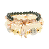 Retro Style 4 Pcs/Lot Bracelet Set  Color Natural Stone Beaded Resin Pendant Chain Decoration Pulseras Jewelry For Girls Schmuck daiiibabyyy
