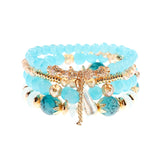 Retro Style 4 Pcs/Lot Bracelet Set  Color Natural Stone Beaded Resin Pendant Chain Decoration Pulseras Jewelry For Girls Schmuck daiiibabyyy