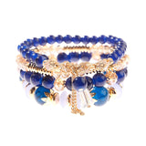Retro Style 4 Pcs/Lot Bracelet Set  Color Natural Stone Beaded Resin Pendant Chain Decoration Pulseras Jewelry For Girls Schmuck daiiibabyyy