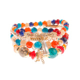 Retro Style 4 Pcs/Lot Bracelet Set  Color Natural Stone Beaded Resin Pendant Chain Decoration Pulseras Jewelry For Girls Schmuck daiiibabyyy