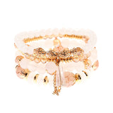 Retro Style 4 Pcs/Lot Bracelet Set  Color Natural Stone Beaded Resin Pendant Chain Decoration Pulseras Jewelry For Girls Schmuck daiiibabyyy