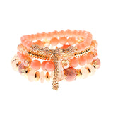 Retro Style 4 Pcs/Lot Bracelet Set  Color Natural Stone Beaded Resin Pendant Chain Decoration Pulseras Jewelry For Girls Schmuck daiiibabyyy