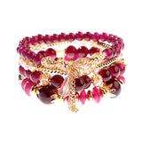 Retro Style 4 Pcs/Lot Bracelet Set  Color Natural Stone Beaded Resin Pendant Chain Decoration Pulseras Jewelry For Girls Schmuck daiiibabyyy