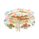 Retro Style 4 Pcs/Lot Bracelet Set  Color Natural Stone Beaded Resin Pendant Chain Decoration Pulseras Jewelry For Girls Schmuck daiiibabyyy
