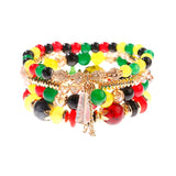 Retro Style 4 Pcs/Lot Bracelet Set  Color Natural Stone Beaded Resin Pendant Chain Decoration Pulseras Jewelry For Girls Schmuck daiiibabyyy